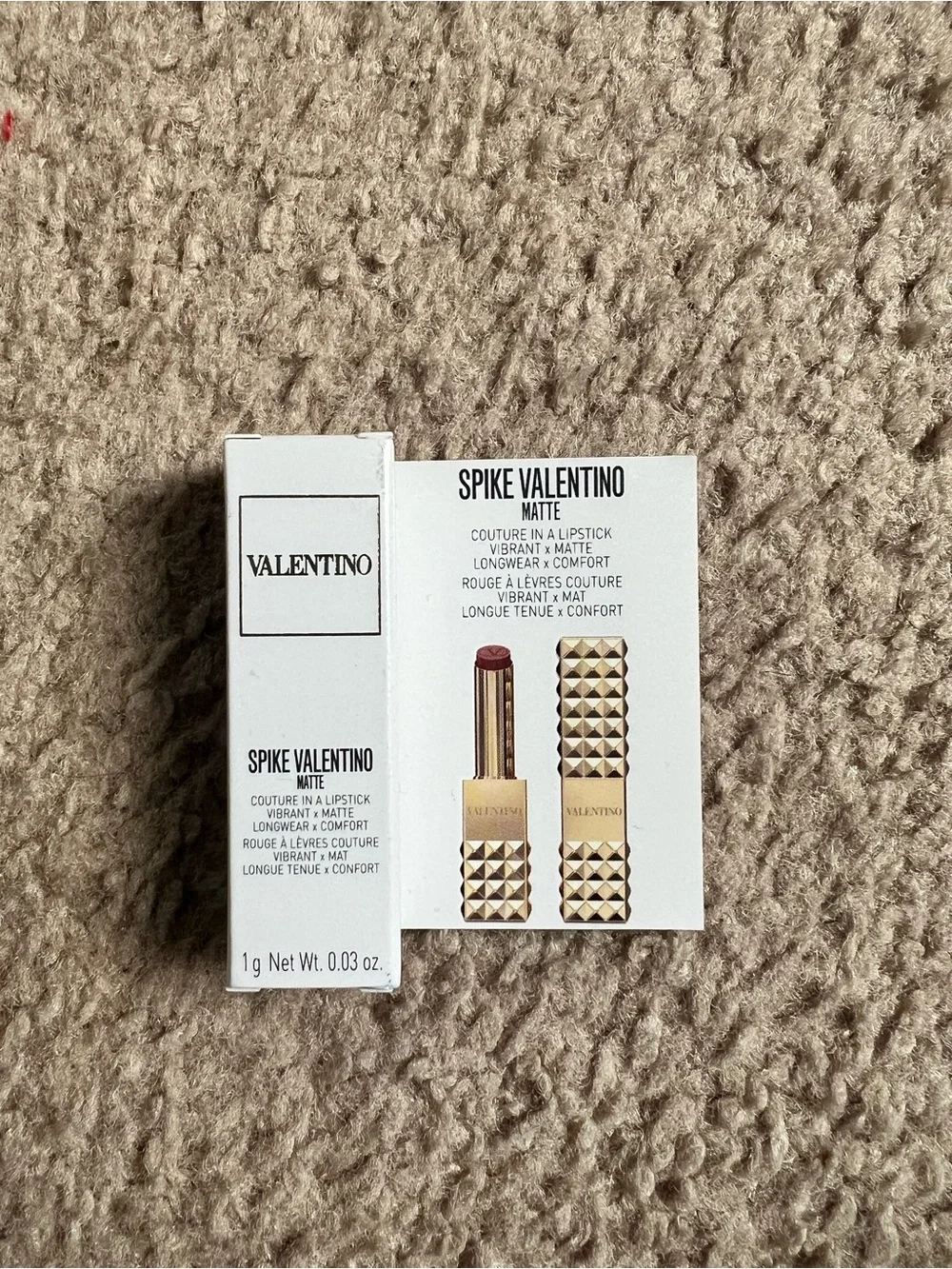 Valentino Spike Matte Lipstick - Gold Case with Deep Red Shade